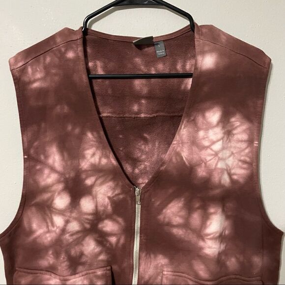 ASOS Design Acid Wash Tie Dye Jersey Brown Utility Vest - Picture 6 of 9